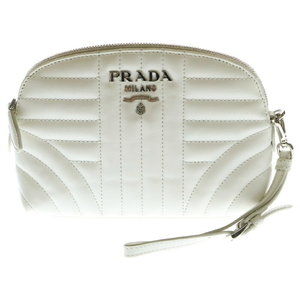 Prada white pouch leather quilted